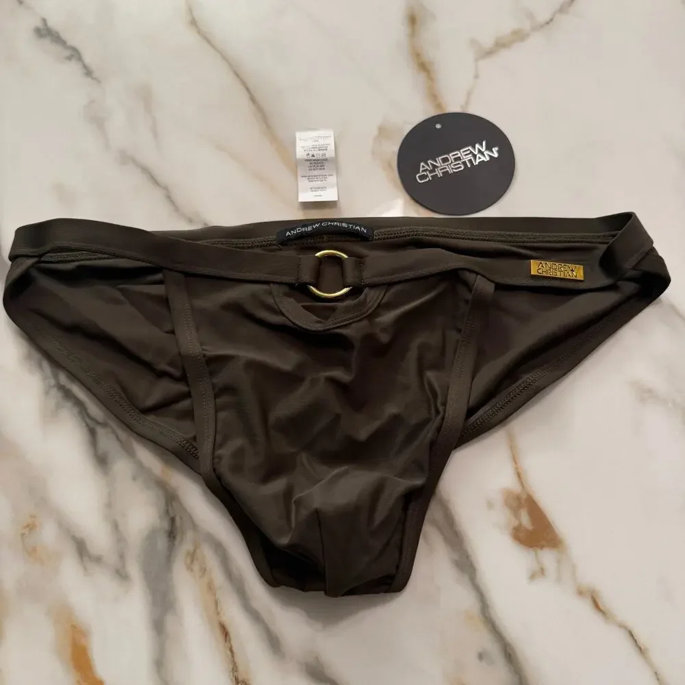 NEW Andrew Christian Savoy Ring Swim Bikini Green Size Large